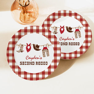 Assiettes En Carton Deuxième Rodéo Cow-boy occidental 2e Anniversaire
