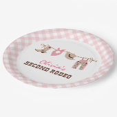 Assiettes En Carton Deuxième Rodéo Rose Western Cowboy 2e anniversaire (Angle)