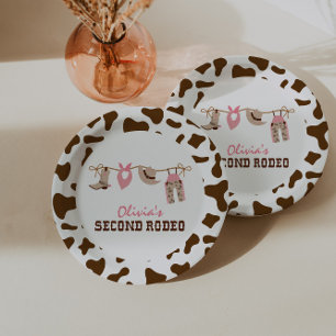 Assiettes En Carton Deuxième Rodéo Western Cowboy 2e anniversaire