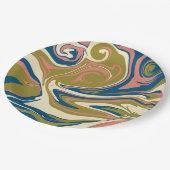 Assiettes En Carton Déversement - Bleu, Vert olive, Rose et Crème (Angle)