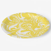 Assiettes En Carton Déversement - Citron jaune et blanc (Angle)
