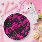 Assiettes En Carton Déversement - Magenta et noir (Fête)