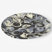 Assiettes En Carton Déversement - Noir, Gris et Crème (Angle)