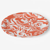 Assiettes En Carton Déversement - Orange et blanc (Angle)