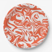 Assiettes En Carton Déversement - Orange et blanc (Devant)