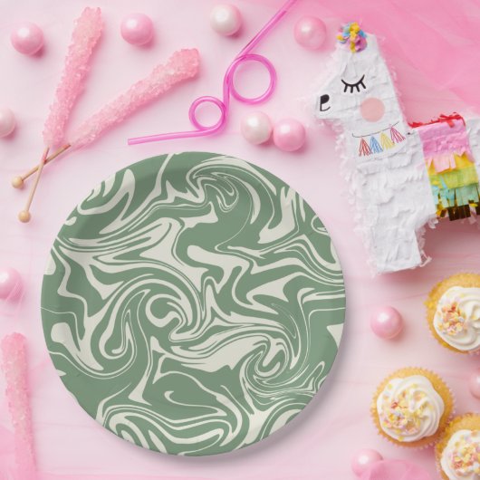 Assiettes En Carton Déversement - Vert (Fête)