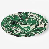 Assiettes En Carton Déversement - vert, crème et noir (Angle)