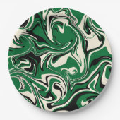 Assiettes En Carton Déversement - vert, crème et noir (Devant)