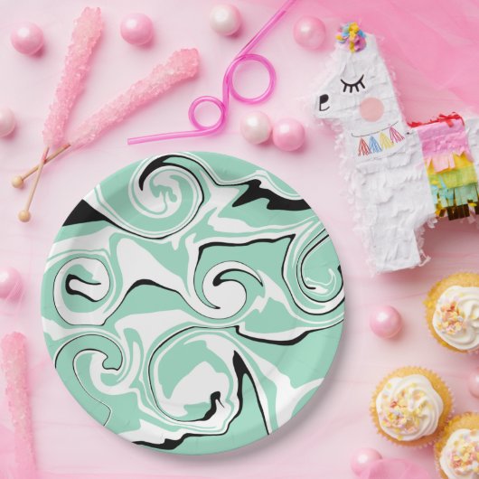 Assiettes En Carton Déversement - Vert (Monnaie) (Fête)