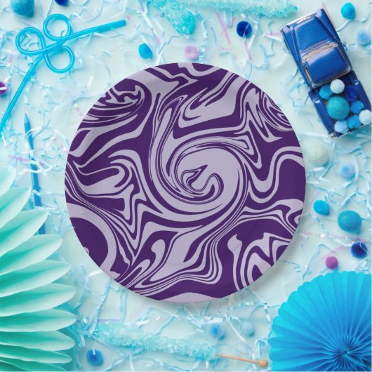 Assiettes En Carton Déversement - Violet (Fête)