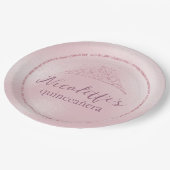 Assiettes En Carton Diadème Glamour Rose Pailleté pour Quinceañera (Angle)