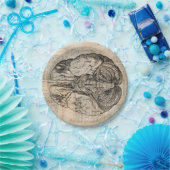 Assiettes En Carton Diagramme de cerveau antique Art ancien (Fête)