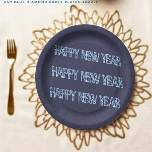 Assiettes En Carton Diamant bleu HNY