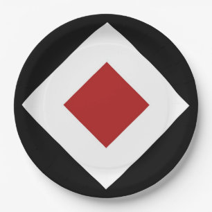 Assiettes En Carton Diamant rouge, bordure blanche et audacieuse sur n