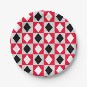 Assiettes En Carton Diamant Rouge Noir Blanc
