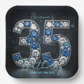 Assiettes En Carton Diamant Sapphire glamour 35e anniversaire (Recto)