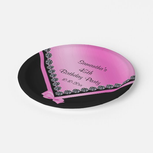 Assiettes En Carton Diamants assez scintillants et anniversaire d'arc (Angle)