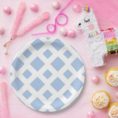 Assiettes En Carton Diamants bleu clair sur blanc (Fête)