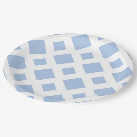 Assiettes En Carton Diamants bleu clair sur blanc (Angle)
