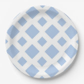 Assiettes En Carton Diamants bleu clair sur blanc (Devant)
