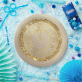 Assiettes En Carton Diamants dorés Presque minuit Horloge (Fête)