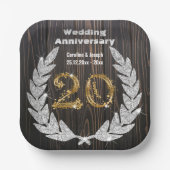 Assiettes En Carton Diamond Laurel & 20TH Gold, Anniversaire Mariage P (Recto)
