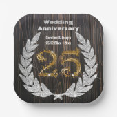 Assiettes En Carton Diamond Laurel & 25TH Gold, Anniversaire Mariage P (Recto)
