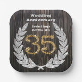 Assiettes En Carton Diamond Laurel & 35TH Gold, Anniversaire Mariage P (Recto)