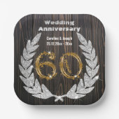 Assiettes En Carton Diamond Laurel & 60TH Gold, Anniversaire Mariage P (Recto)