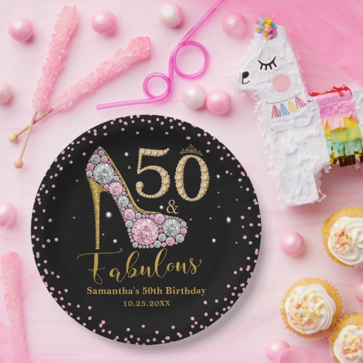 Assiettes En Carton Diamond Parties scintillant Cinquante et fabuleux (Fête)