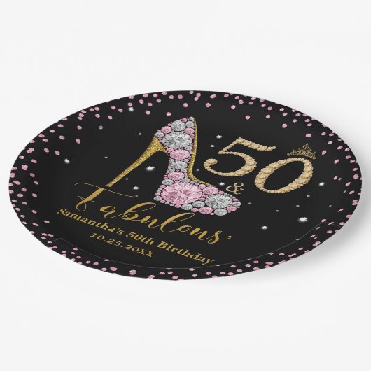 Assiettes En Carton Diamond Parties scintillant Cinquante et fabuleux  (Angle)