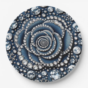 Assiettes En Carton Diamond Rose & Denim Glam Fête d'anniversaire Swee