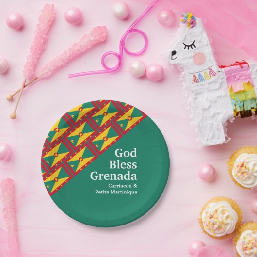 Assiettes En Carton DIEU BÉNISSE GRENADA Texte personnalisé VERT (Fête)