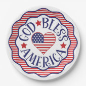 Assiettes En Carton Dieu bénisse l'Amérique (Devant)