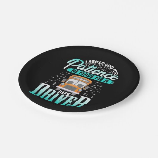 Assiettes En Carton Dieu M'A Fait Conduire Un Bus (Angle)