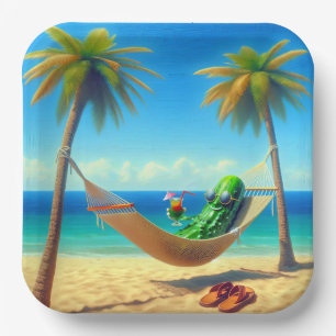 Assiettes En Carton Dill Picker Avec Cocktail Dans Un Hamac