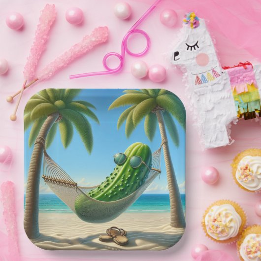 Assiettes En Carton Dill Pickle dans un hamac tropical (Fête)