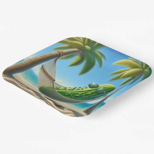 Assiettes En Carton Dill Pickle dans un hamac tropical (Angulaire)