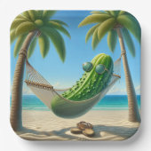 Assiettes En Carton Dill Pickle dans un hamac tropical (Recto)