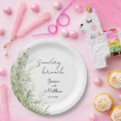 Assiettes En Carton Dimanche brunch Dusty Sage Green Flowers Mariage (Fête)