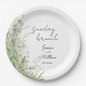 Assiettes En Carton Dimanche brunch Dusty Sage Green Flowers Mariage (Devant)