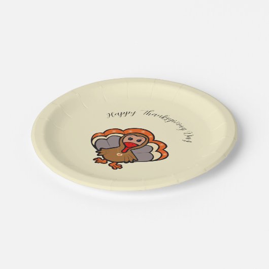 Assiettes En Carton Dinde de Thanksgiving (Angle)