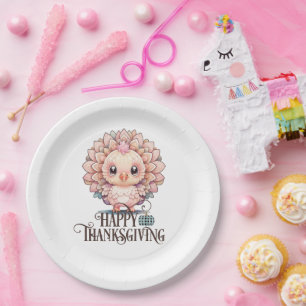 Assiettes En Carton Dinde de Thanksgiving mignonne