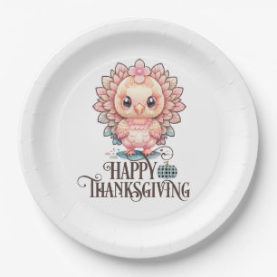 Assiettes En Carton Dinde de Thanksgiving mignonne