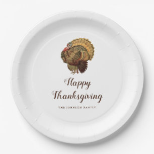 Assiettes En Carton Dinde de vintage Joyeux dîner de Thanksgiving
