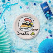 Assiettes En Carton Dîner à thème japonais avec art sushi (Fête)