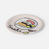 Assiettes En Carton Dîner à thème japonais avec art sushi (Angle)