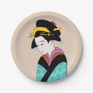 Assiettes En Carton Dîner à thème japonais avec Geisha