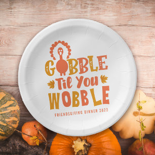 Assiettes En Carton Dîner Amical Gobble Til You Wobble