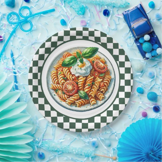 Assiettes En Carton Dîner aux pâtes en spirale (Fête)